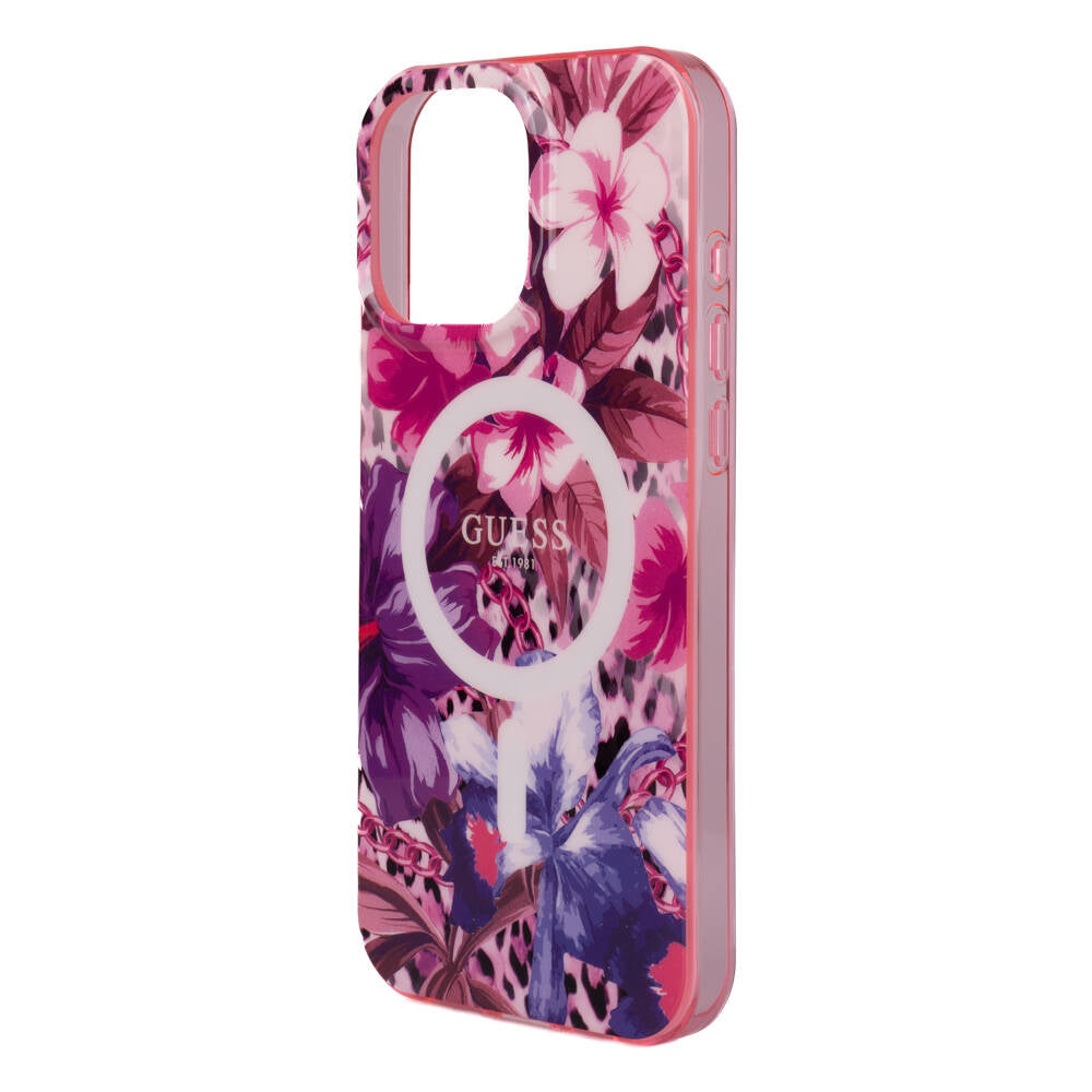 Guess iPhone 16 Pro Max Orjinal Lisanslı M-safe Şarj Özellikli IML Baskılı Jungle Ring Kılıf Guess iPhone 16 Pro Max Orjinal Lisanslı M-safe Şarj Özellikli IML Baskılı Jungle Ring Kılıf